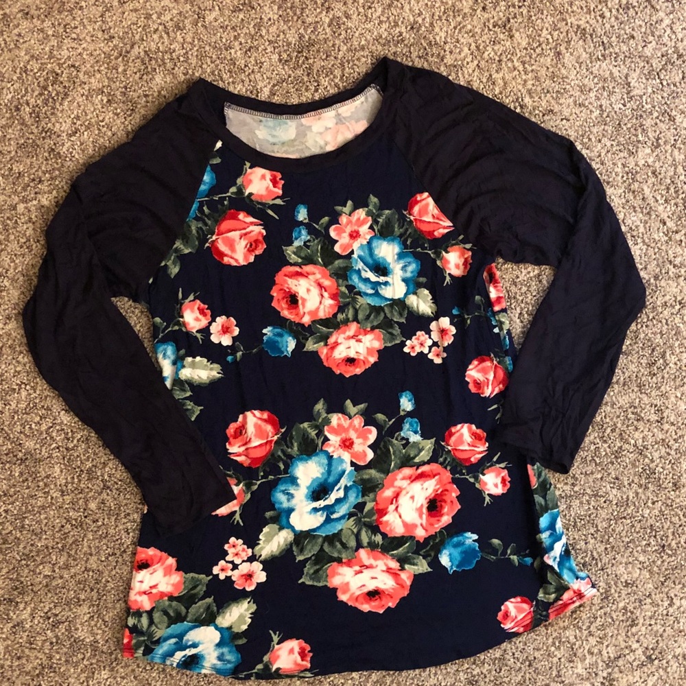 Floral print raglan T